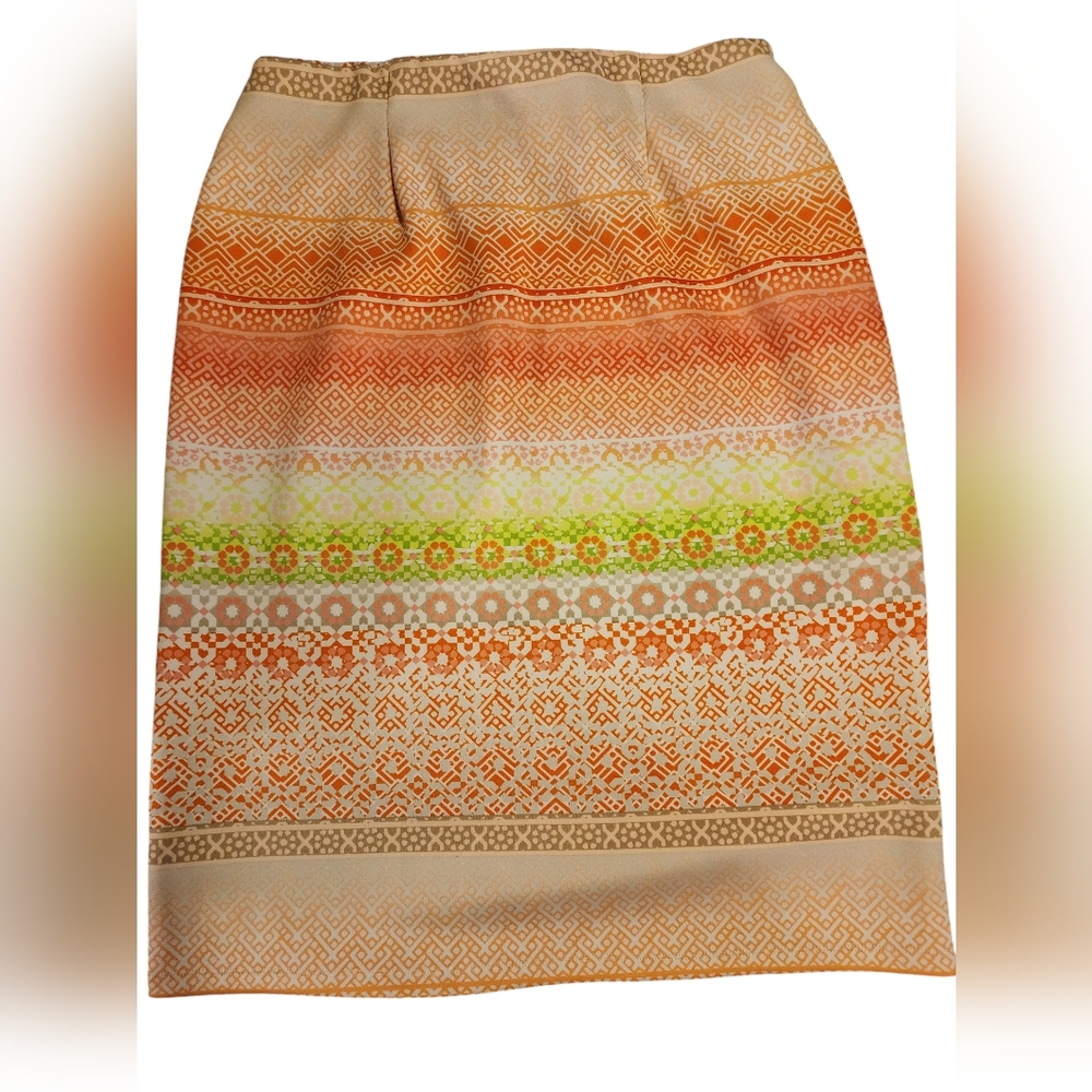 Cato Skirt, 14/16, Oranges, Brown, Green, Peach Print